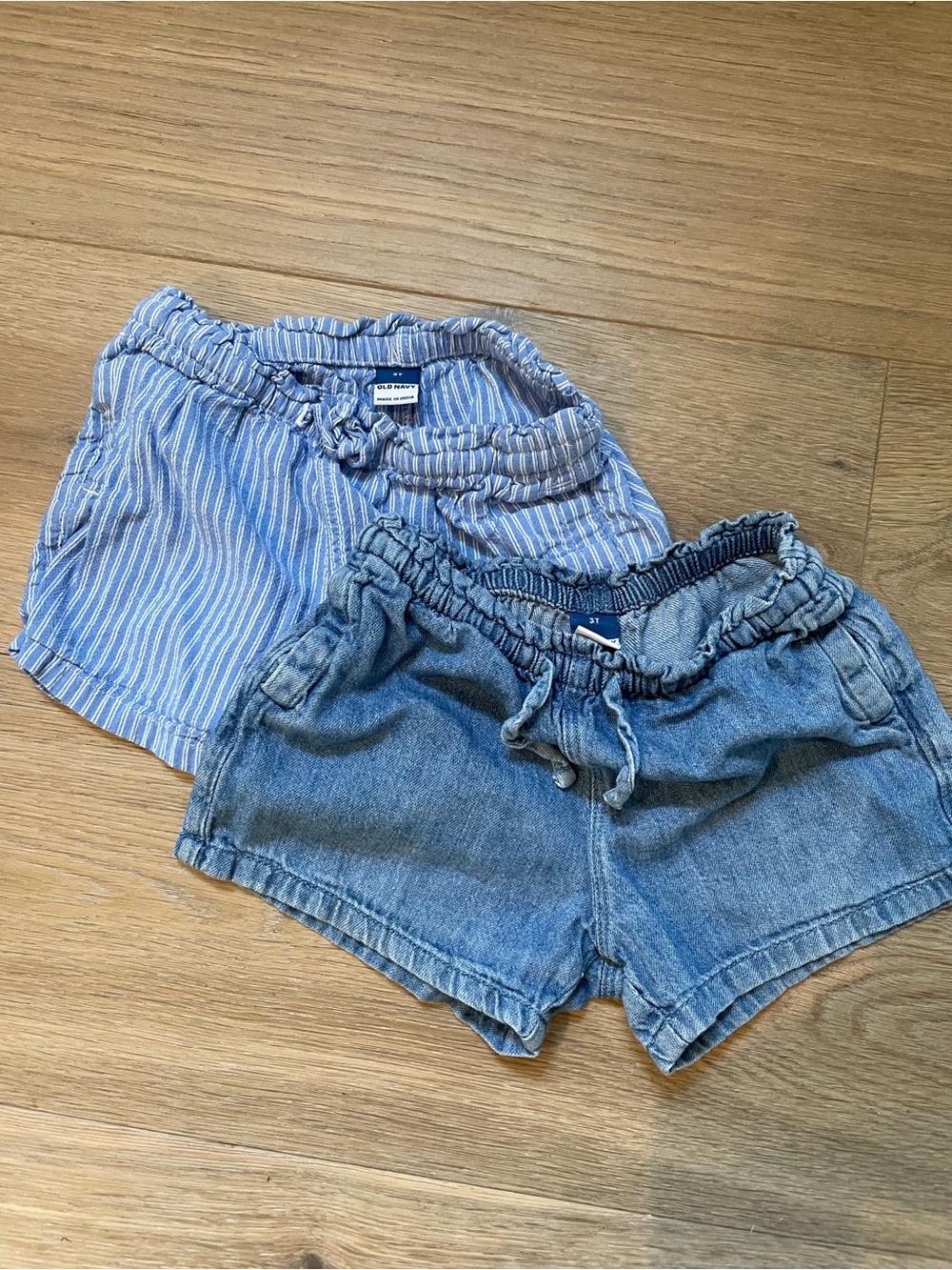 Old Navy Blue Denim and Light Blue Striped Girls Shorts